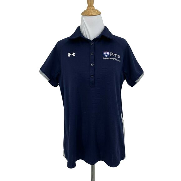 Under Armour Rival Polo Shirt Size M Navy Blue U Penn Residential Hospitality - Picture 1 of 11